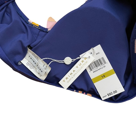 Trina Turk | Breeze Asymmetrical Bandeau High Waist Bikini 2 Piece Size 14 - Picture 5 of 10